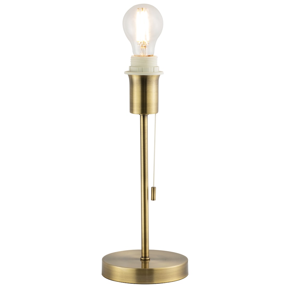 image 1 of Traditional and Classic Table Lamp Base in Antique Brass with Pull Cord Switch | Gold
