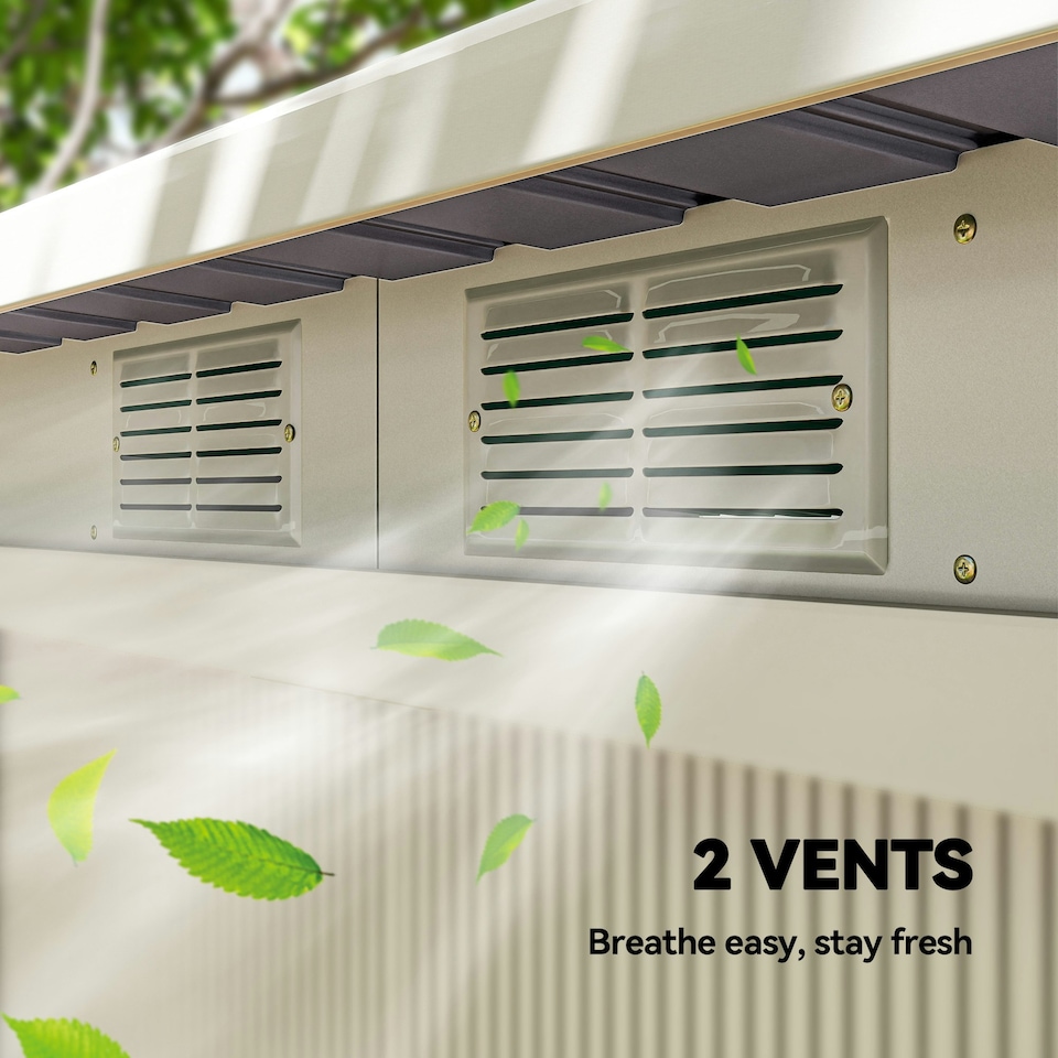 image 1 of Outsunny 9 x 4FT Metal Garden Storage Shed w/ 2 Door, Light Grey