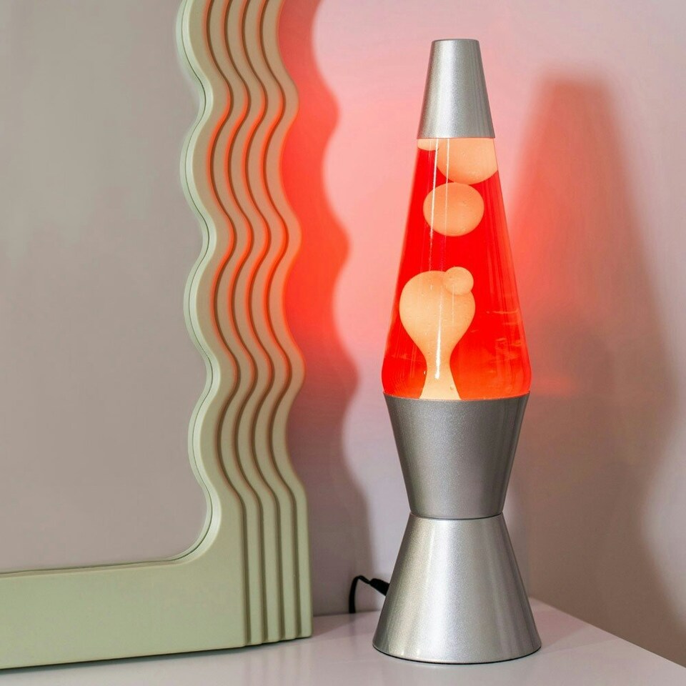 image 1 of ValueLights Razzo Lava lamp Clear Silver Illuminated Decoration and Integrated LED 1W Pink Bulb