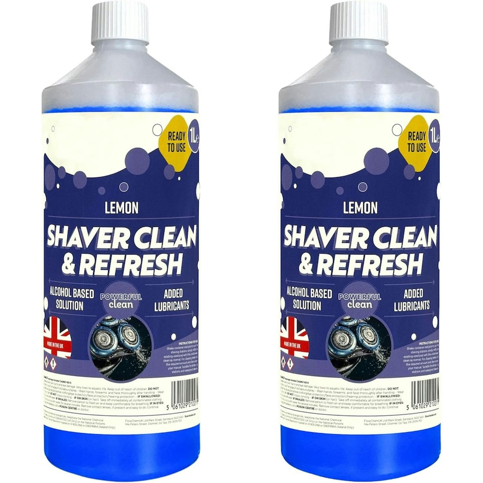 image 1 of 4 x Shaver Cleaning 1 Litre Refill Bottle Bathroom Hygienically Cleans, Removes Residual Hair & Skin Particles