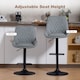 image 3 of HOMCOM Breakfast Bar Stools Set of 2 with 51x40cm Wide Seat, Height Adjustable Kitchen Counter Chairs, Retro Swivel Upholstered Barstools with Back, Footrest and Steel Base, Light Grey | Grey | Light Grey