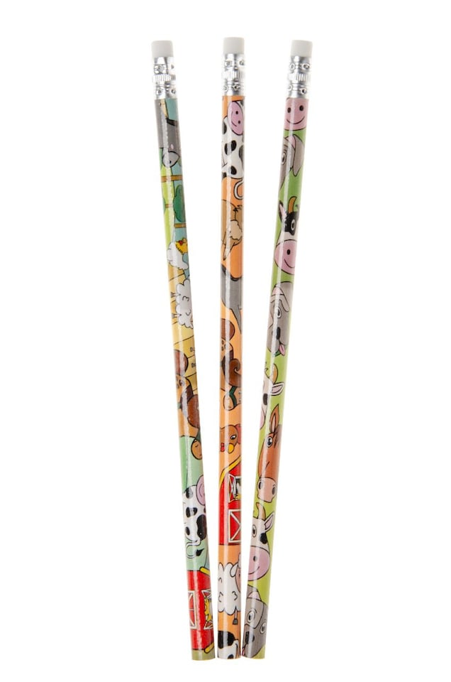 image 1 of Pack of 12 Farm Animals Design Pencils with Eraser