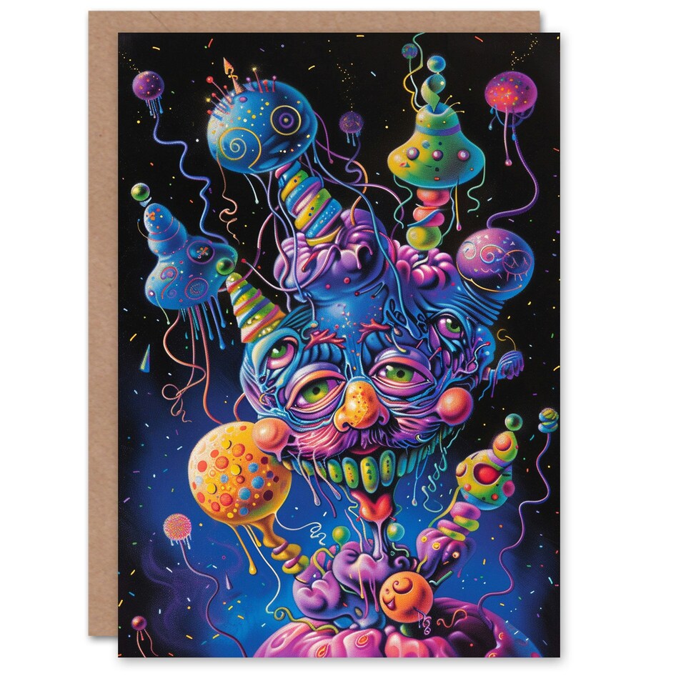 image 1 of Weird Magic Space Creature Abstract Man Him Birthday Card
