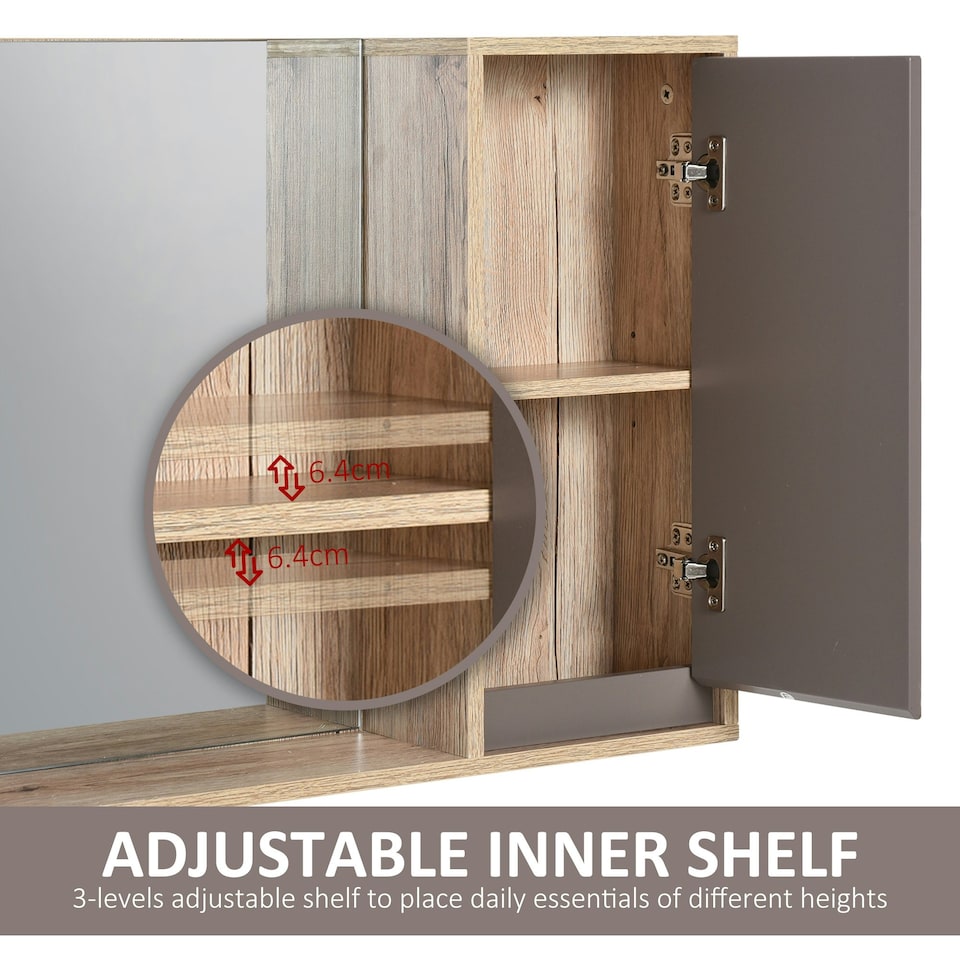 image 1 of HOMCOM 49x57cm Wall Mounting Bathroom Cabinet & Mirror Shelf Door Home Storage