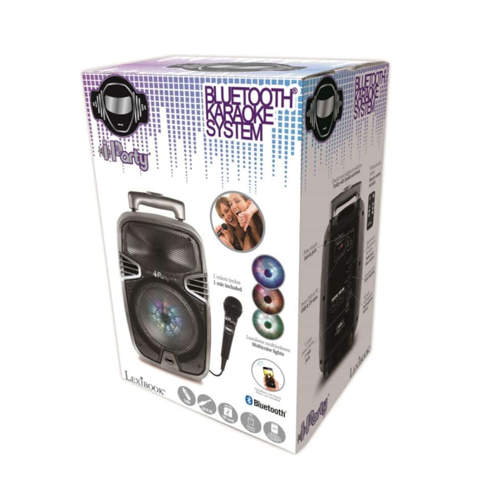 image 1 of Lexibook K8250 Bluetooth Light Trolley Speaker with Karaoke