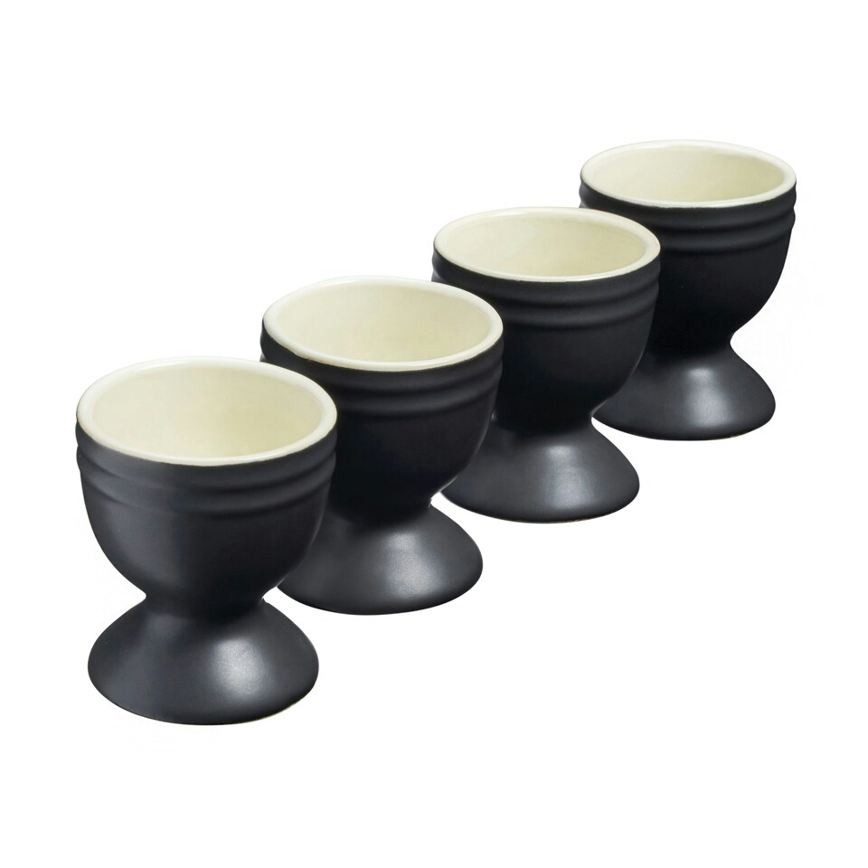 image 1 of Cooks Professional 4 Piece Egg Cup Set | Made From Durable Stoneware | Matt Black