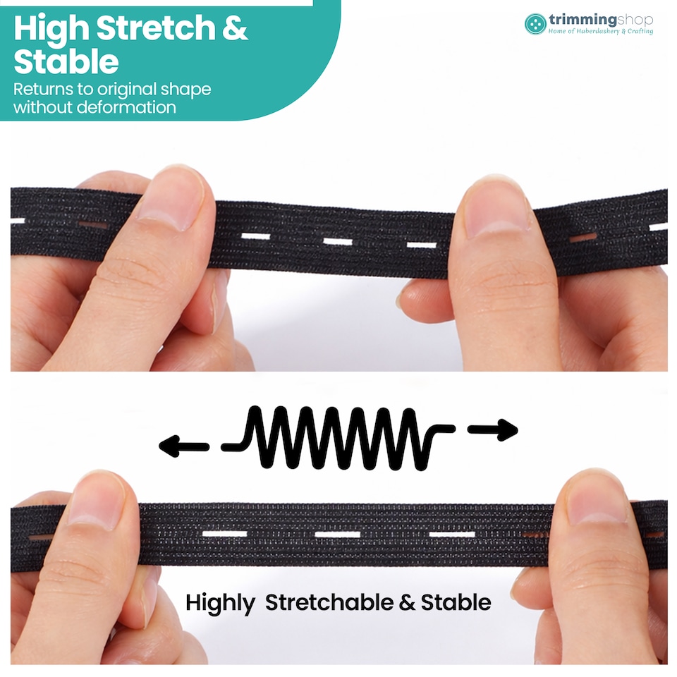 image 1 of 20mm Buttonhole Elastic, Soft Adjustable and Comfortable Design - 25M