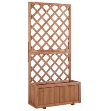 Outsunny Flower Stand Plant Shelf Outdoor Pine Trough Planter Natural
