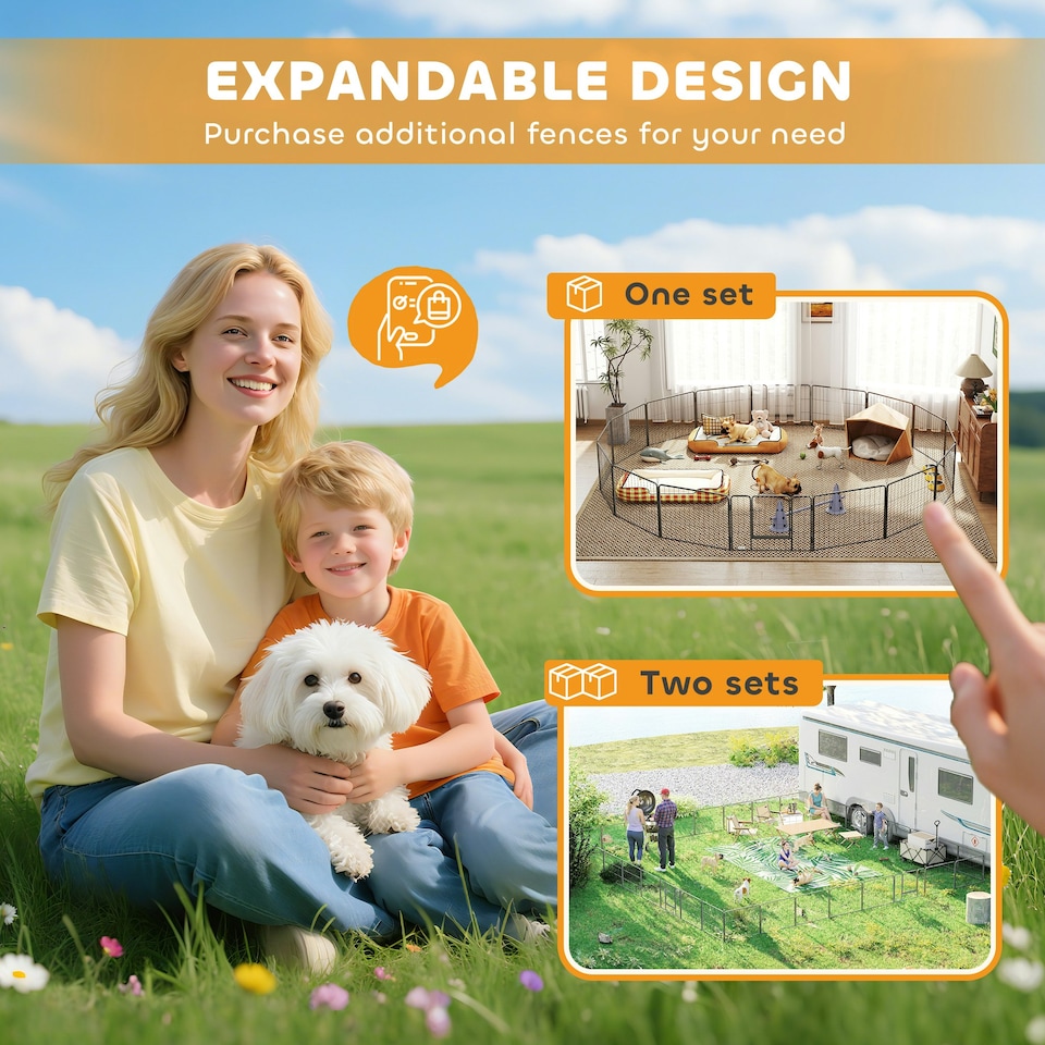 image 1 of PawHut 16 Panels Heavy Duty Puppy Play Pen for Small 60Hcm
