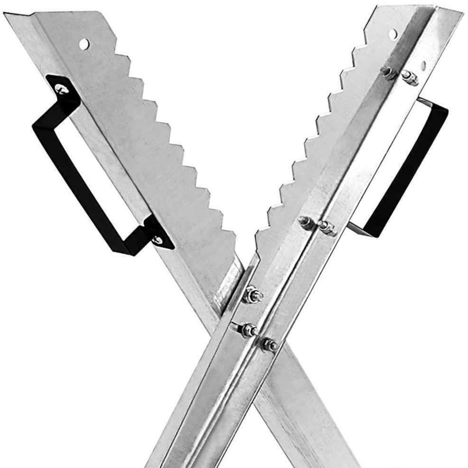 image 1 of Folding Chain Saw Horse Log Holder Sawing Cutting Stand Galvanized Metal Trestle