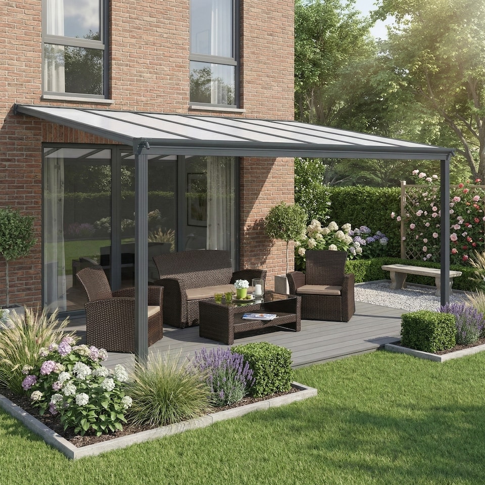 image 1 of Anthracite Veranda Garden Canopy 14ft x 10ft