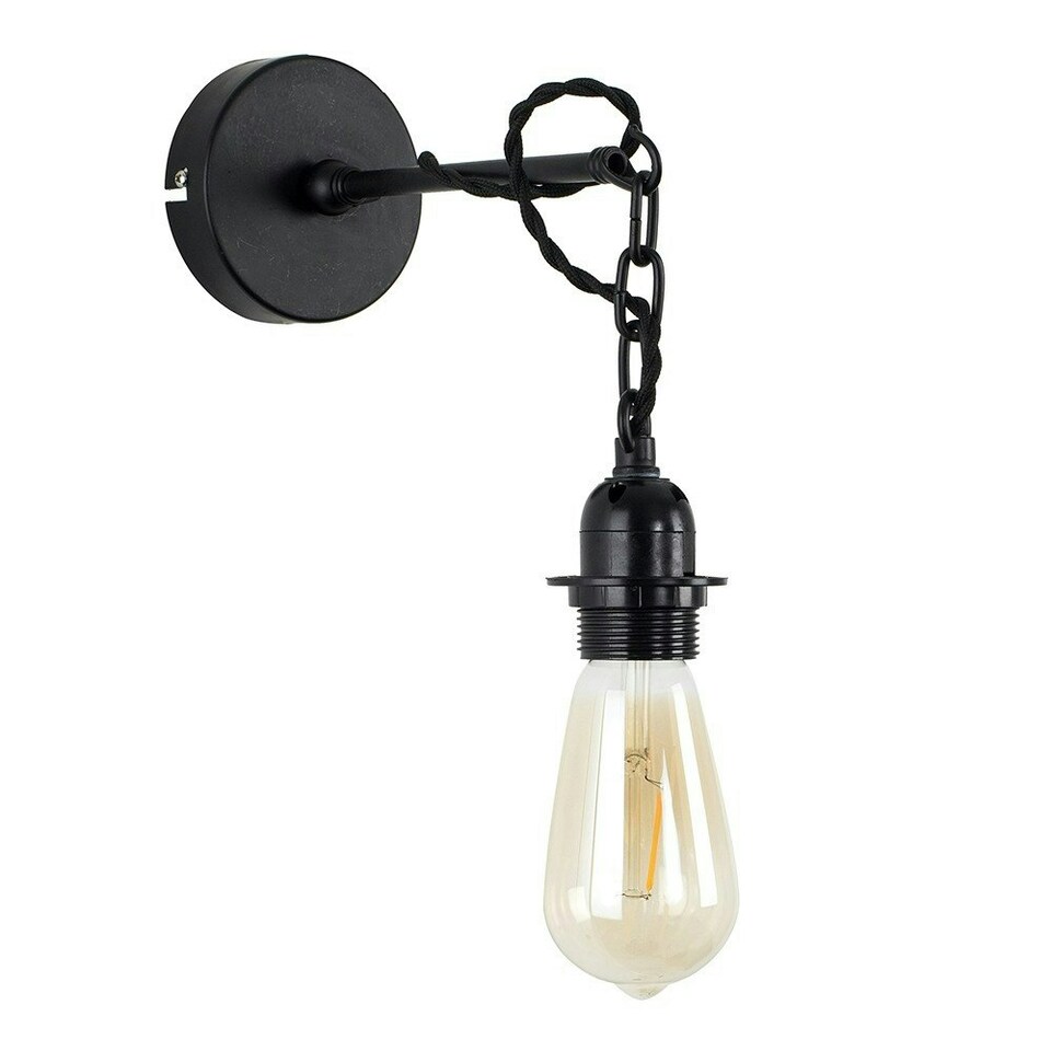 image 1 of ValueLights Huber Industrial Satin Black Ceiling Light Fitting - Includes 4w LED Filament Bulb 2700K Warm White