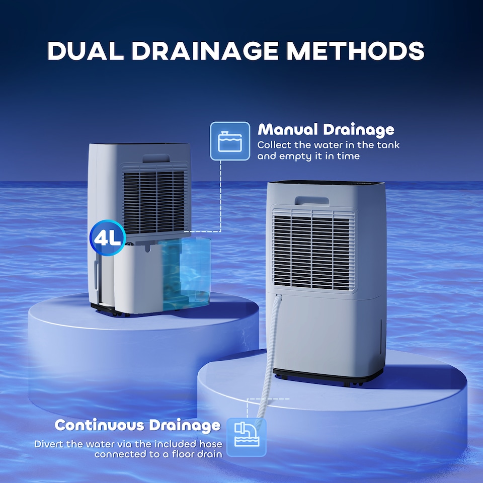 image 1 of HOMCOM 20LDay Portable Dehumidifier for Home, with LED Screen, Sleep Mode, 24H Timer, 4L Water Tank, Electric Air Dehumidifier for Damp Laundry Bedroom Basement