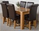 image 2 of Dakota 152 x 87cm Medium Oak Dining Table and 6 Washington Leather Chairs | Brown | Brown