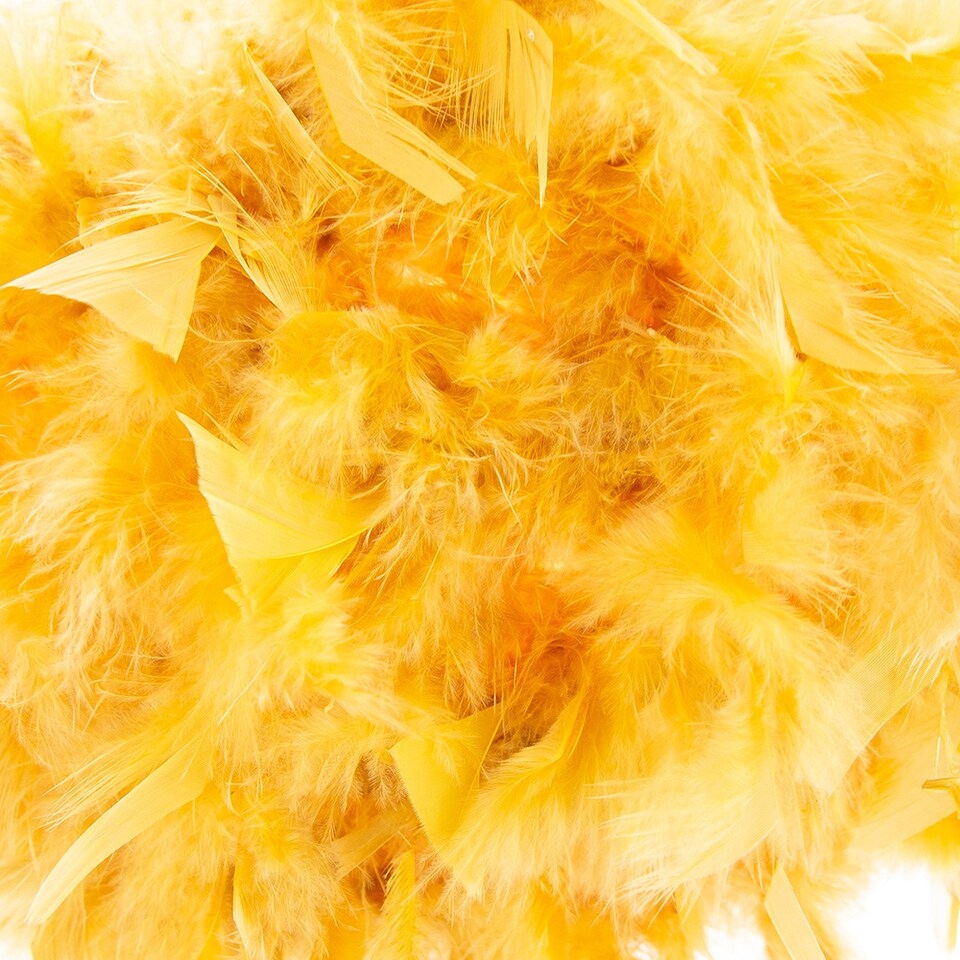 image 1 of Eye-Catching and Designer Small Ochre Feather Decorated Pendant Lighting Shade | Yellow