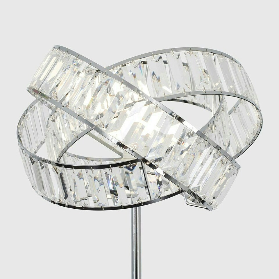 image 1 of ValueLights Polished Chrome Clear Acrylic Jewel Intertwined Ring Design Floor Lamp