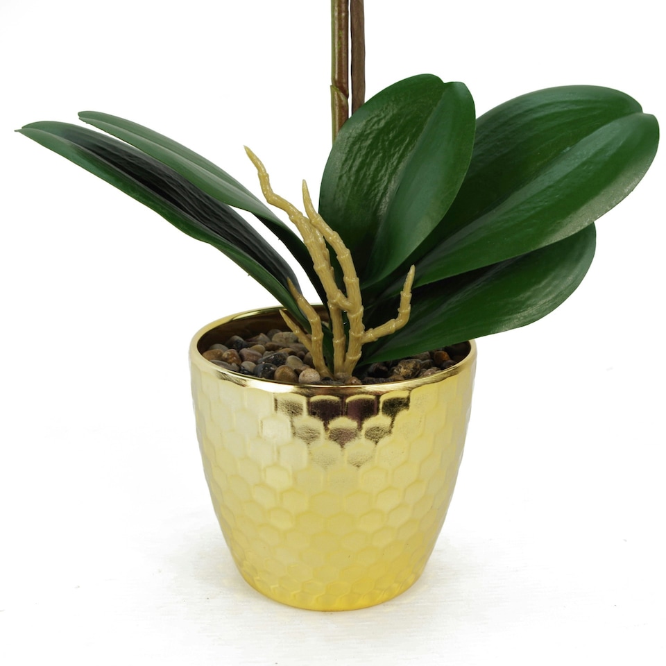 image 1 of Orchid Artificial Red Leopard Gold Pot 50cm Phalaenopsis