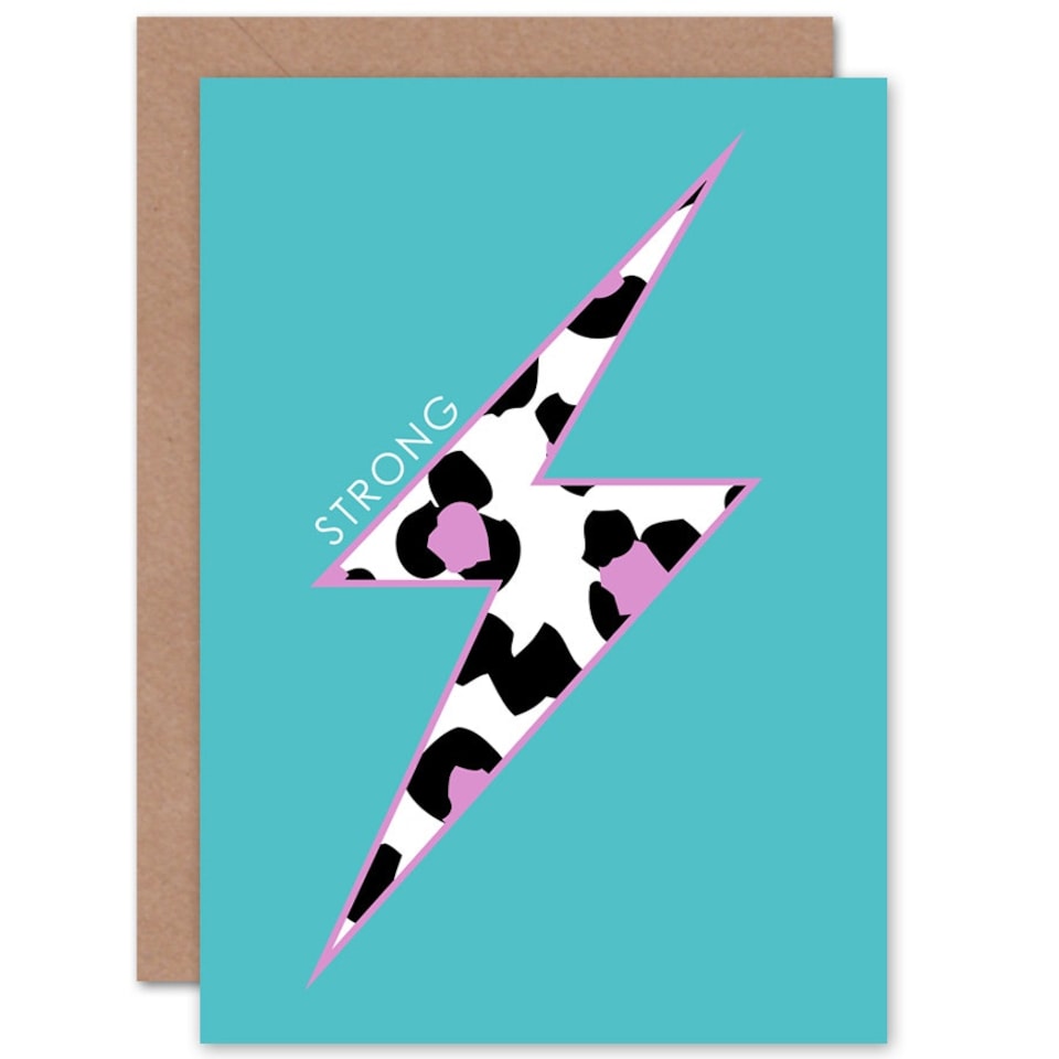 image 1 of Purple Solid Strong Leopard Quote Card