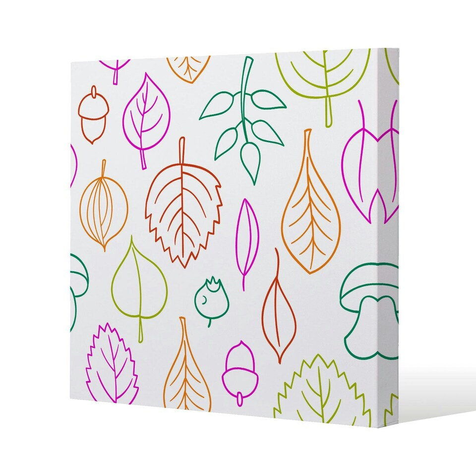 image 1 of Multi Colour Leaves Illustration (Canvas Print) 61 x 61 x 4cm