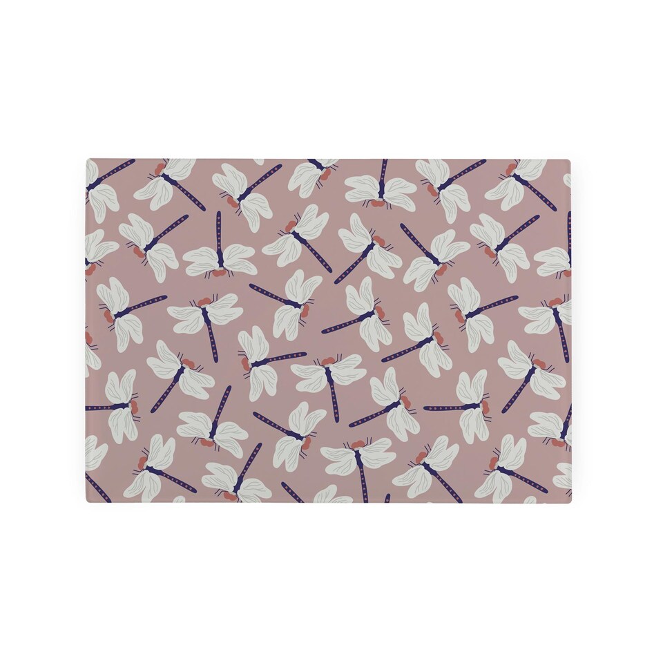 image 1 of Dragonflies Smooth Glass Worktop Saver - Small Chopping Board