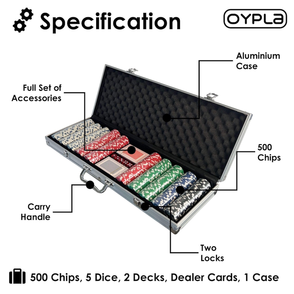 image 1 of Poker Set - 500 Piece Complete With Casino Style Case