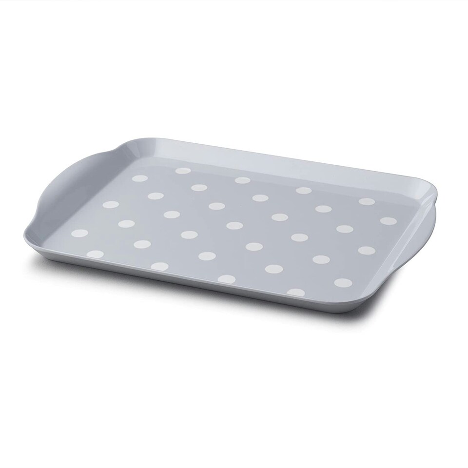image 1 of Melamine Dotty Tray, Small | Grey | French Grey