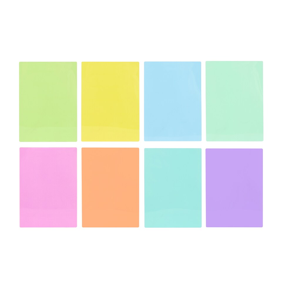 image 1 of Pack of 8 A5 Plain Assorted Coloured Dyslexia Overlay Reading Sheets  - PET Material, Rounded Corners | Multi | Assorted