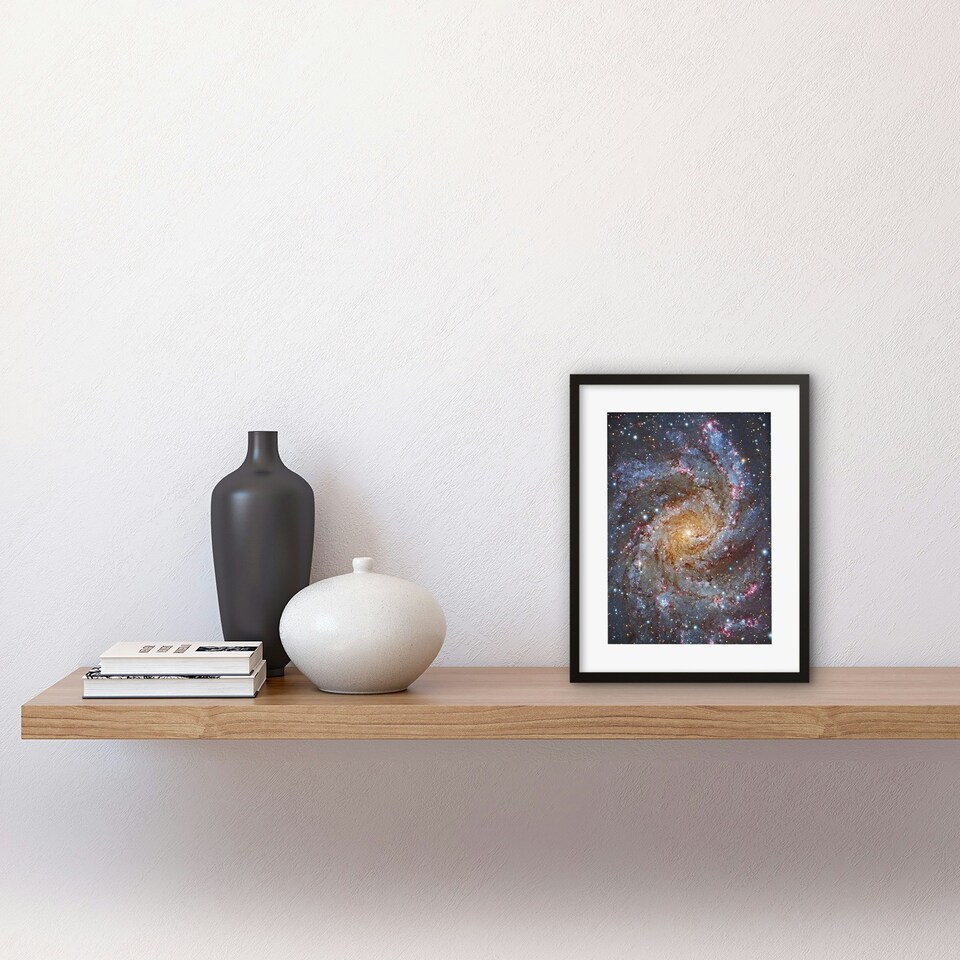 image 1 of Hubble NGC 6946 Supernova Fireworks Galaxy Star Cluster 9x7" Black Framed Wall Art Print