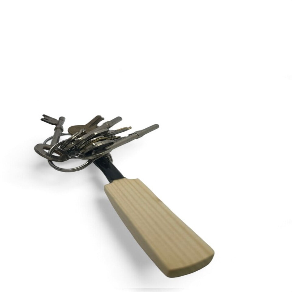 image 1 of CRICKET-GIFTS Mini Cricket Bat Keyring ? Stylish and Durable Wooden Keychain for Cricket Lovers, Perfect Souvenir, Gift, or Accessory for Bags and Keys