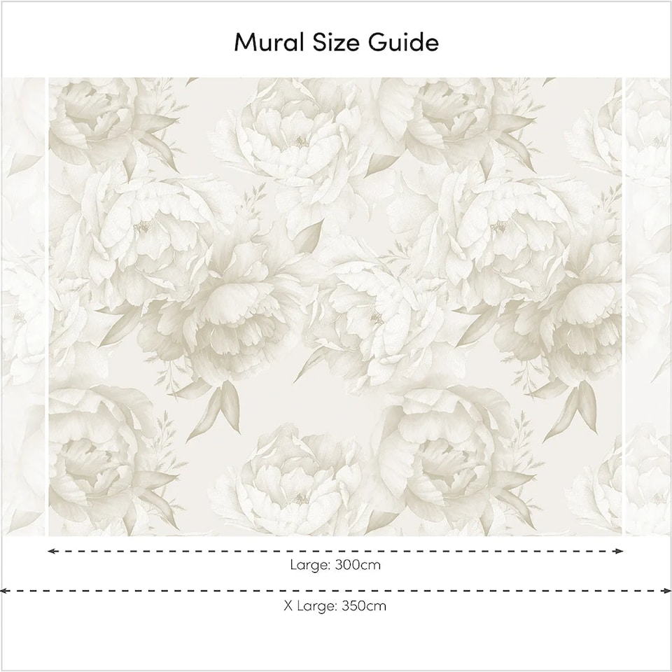 image 1 of Vintage Peony Full Wall Mural in Cool Neutrals | Cream | Cream | Large (300cm x 240cm)