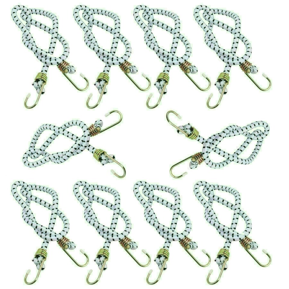 image 1 of 36" Heavy Duty Bungee Cords Fasteners Tie Downs Fastening Metal Hooks 10pk