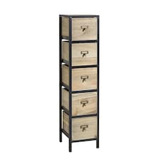 Wooden Storage Units Drawer Chest Water Hyacinth Basket Organiser | Brown