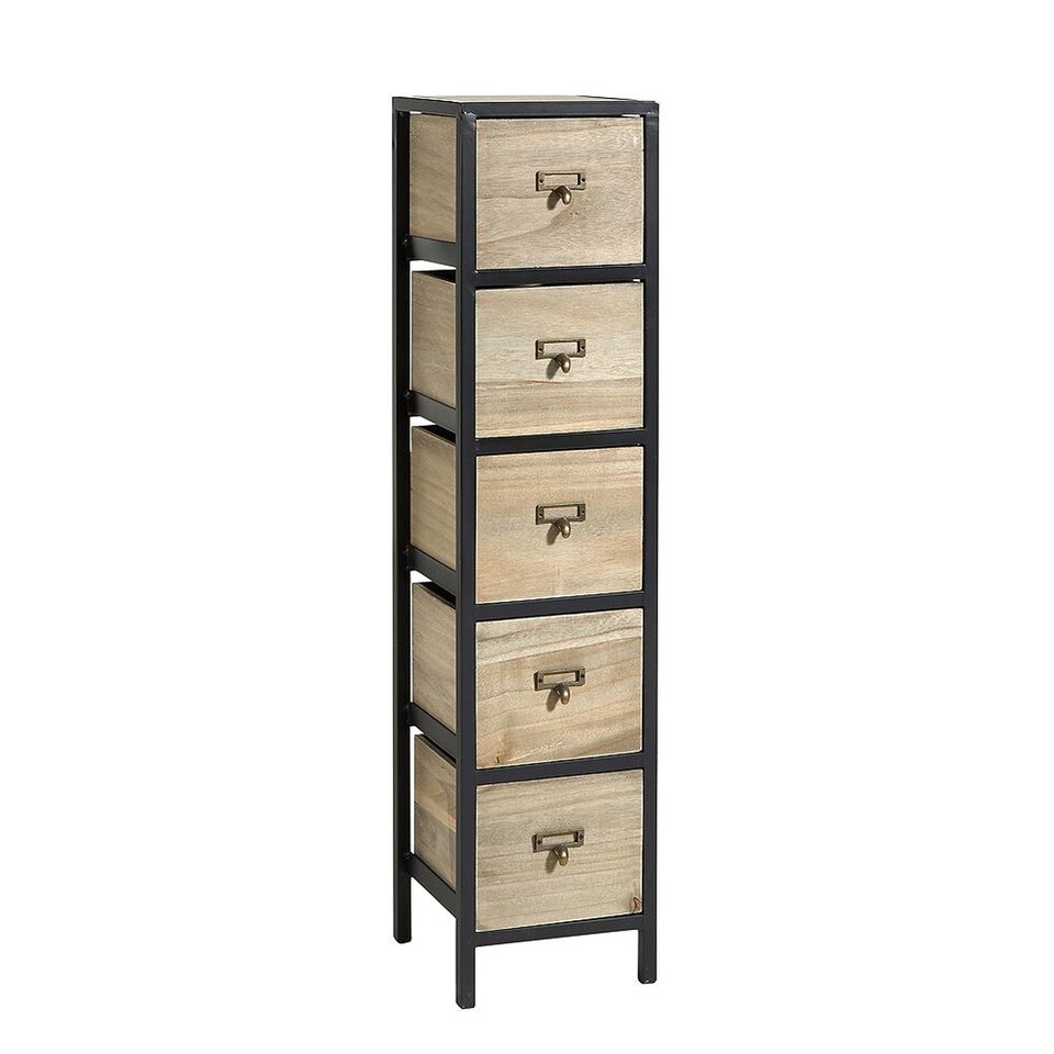 image 1 of Wooden Storage Units Drawer Chest Water Hyacinth Basket Organiser | Brown
