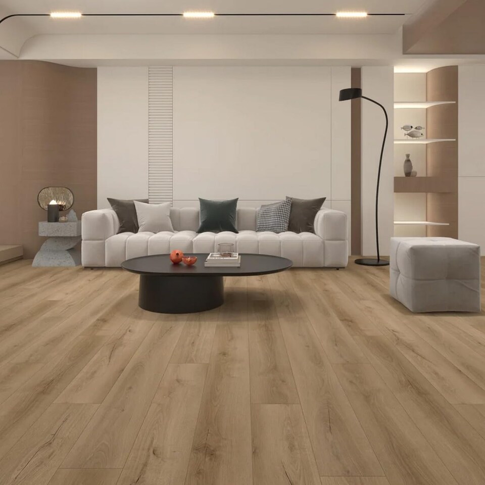 image 1 of Essential Linden Oak Wood Effect SPC Click LVT Flooring - Plank (4.4mm) For Bedroom, Living Room & Kitchen | Brown | Linden Oak | Planks per Pack:  12  | Coverage per Pack: 2.65m² | 1