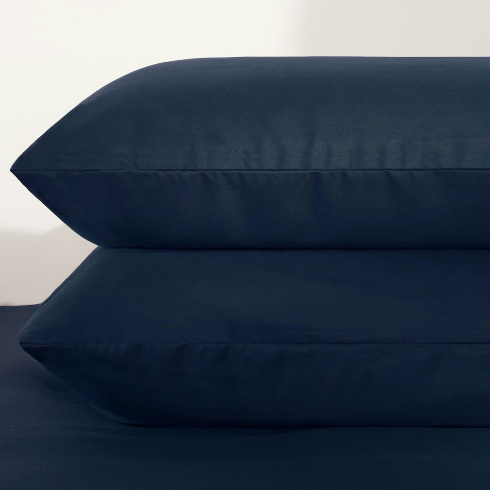 image 1 of OHS Soft Plain Microfibre Duvet Cover and Pillowcase Set, Single - Navy Blue