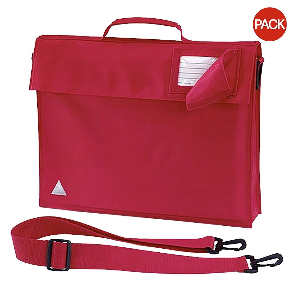 image 1 of Quadra Junior Book Bag With Strap (Pack of 2) - Bright Red - One Size | Red