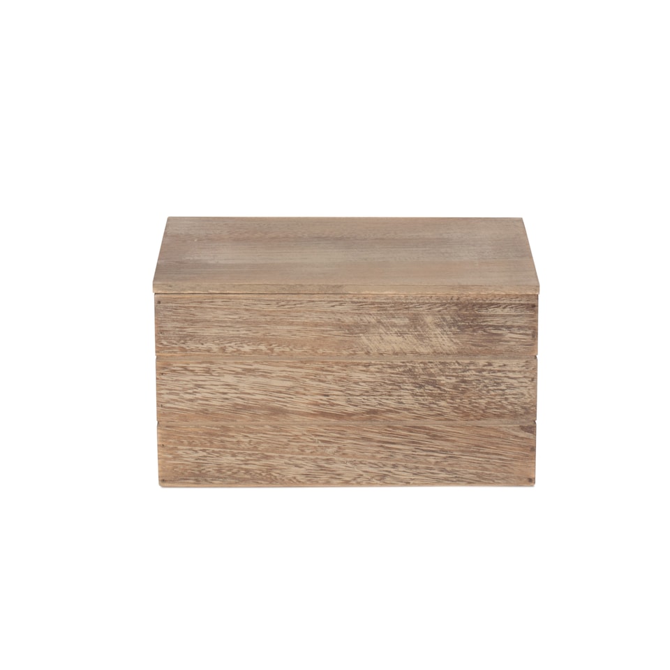 image 1 of Small Oak Effect Heart Cut Handle Wooden Lidded Storage Box | Brown | Brown | Small