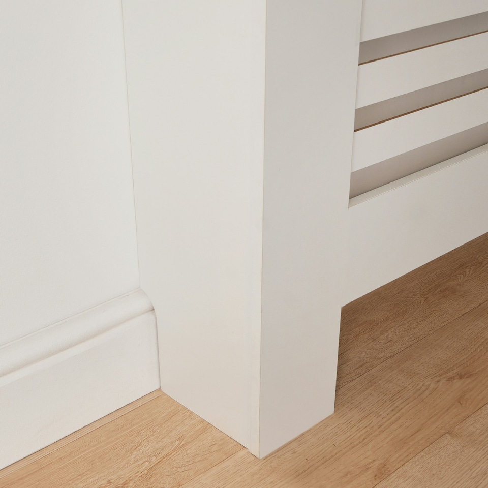 image 1 of OHS MDF Horizontal Slat Grilled Radiator Cover, Small - White White