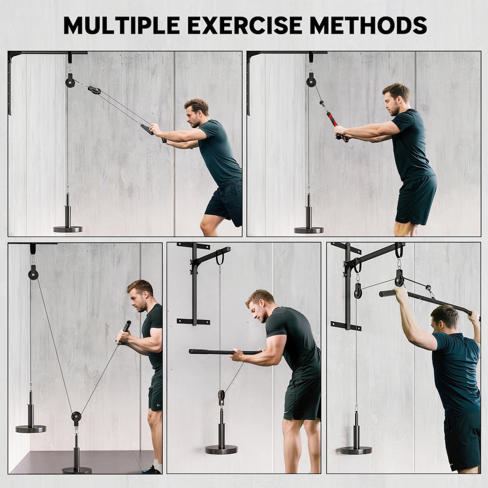 image 1 of Weight Cable Pulley System for Home Gym with Universal Loading Pin | Red