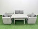 image 1 of Fimous Light Grey PE Wicker Rattan Garden Furniture Set Sofa Set Reclining Chair Rectangular Dining Table 4 Seater With Side Table