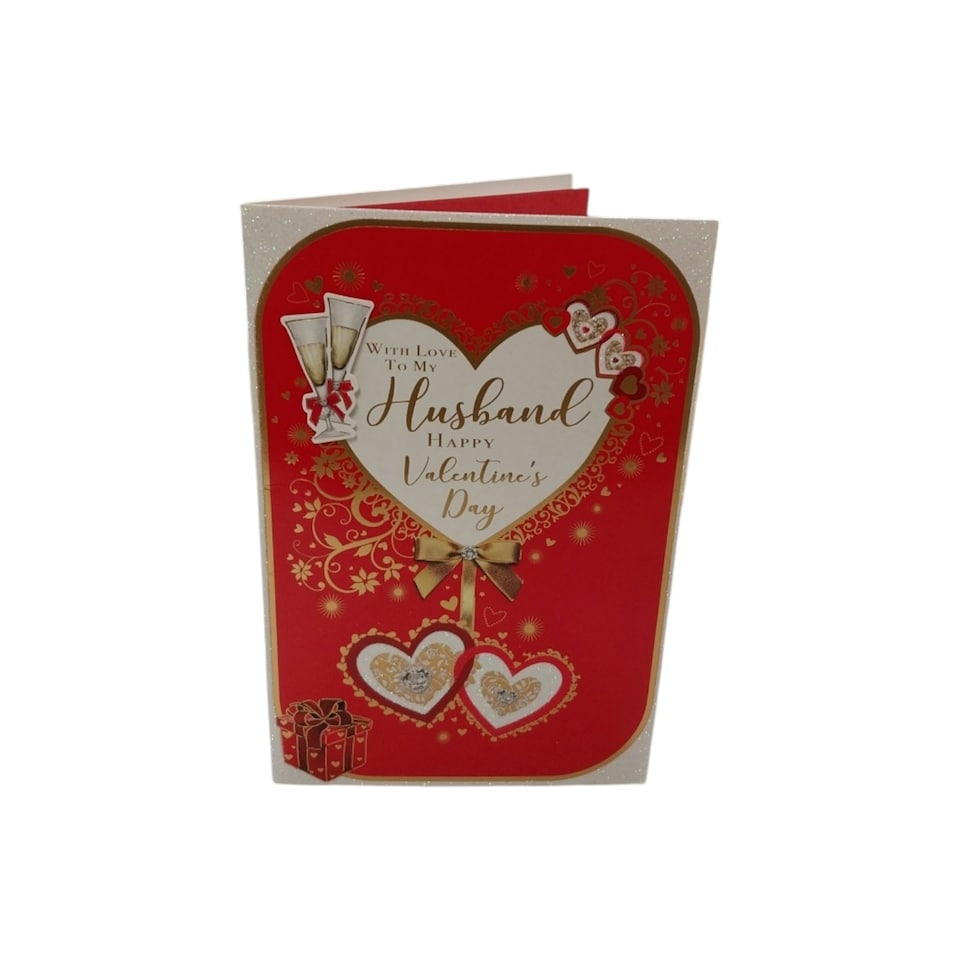 image 1 of To My Husband Heart Plaque Design Red Valentine's Day Card