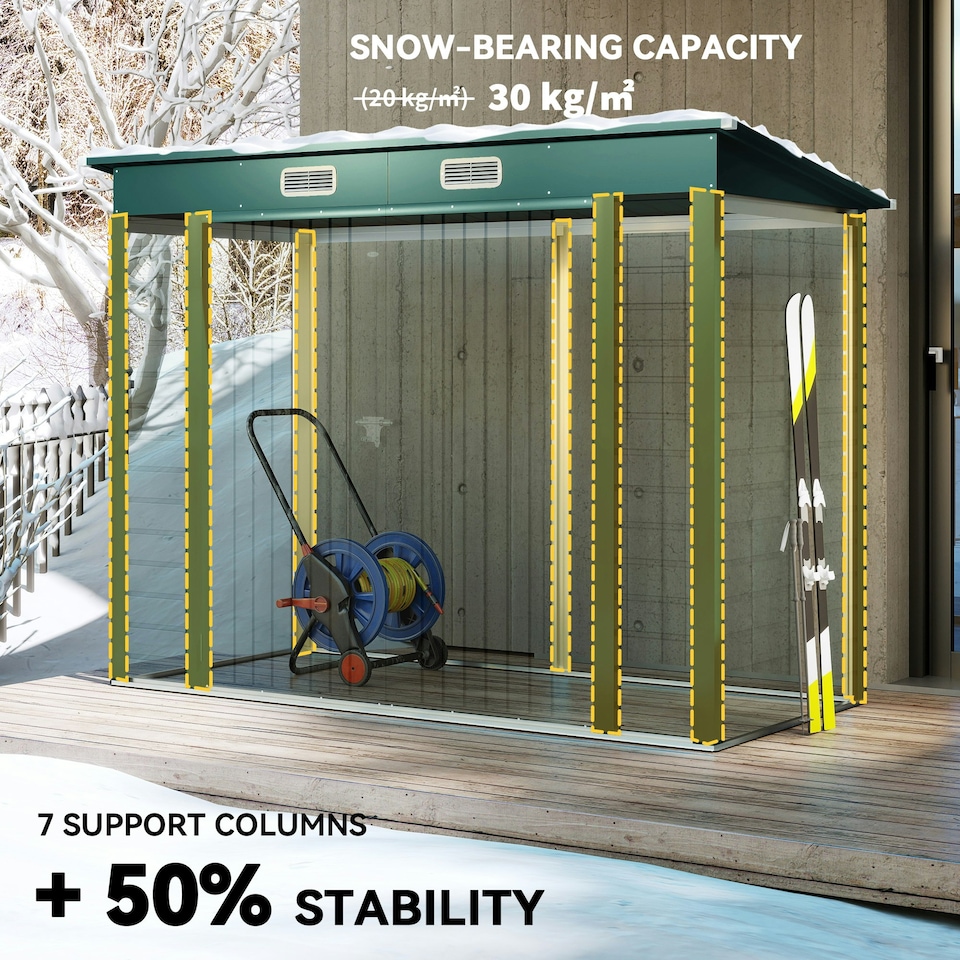 image 1 of Outsunny 8 x 4FT Metal Garden Storage Shed with Double Doors, Green