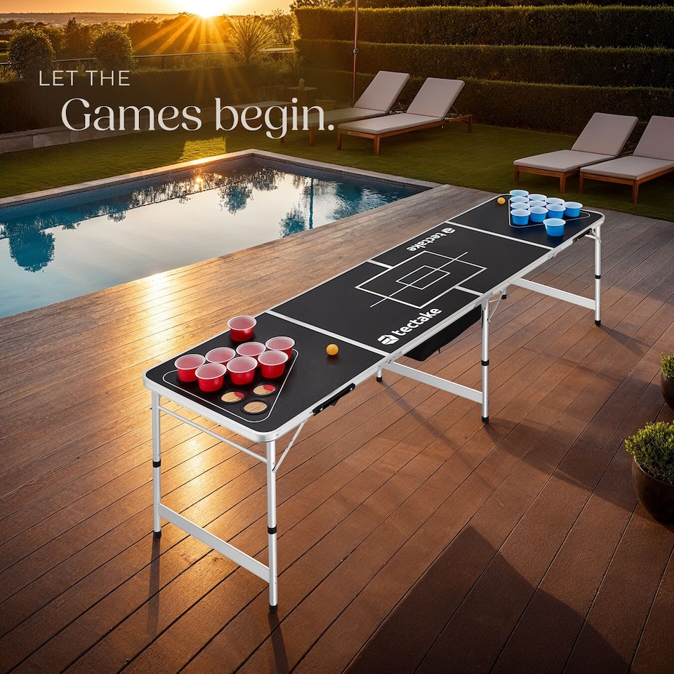 image 1 of Beer Pong Table - height adjustable, foldable, drinks compartment