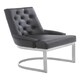 image 3 of Interiors by Premier Contemporary Black Faux Leather Dining Chair, Sleek Chrome Finish Modern Chair, Plush Armless Accent Chair Black