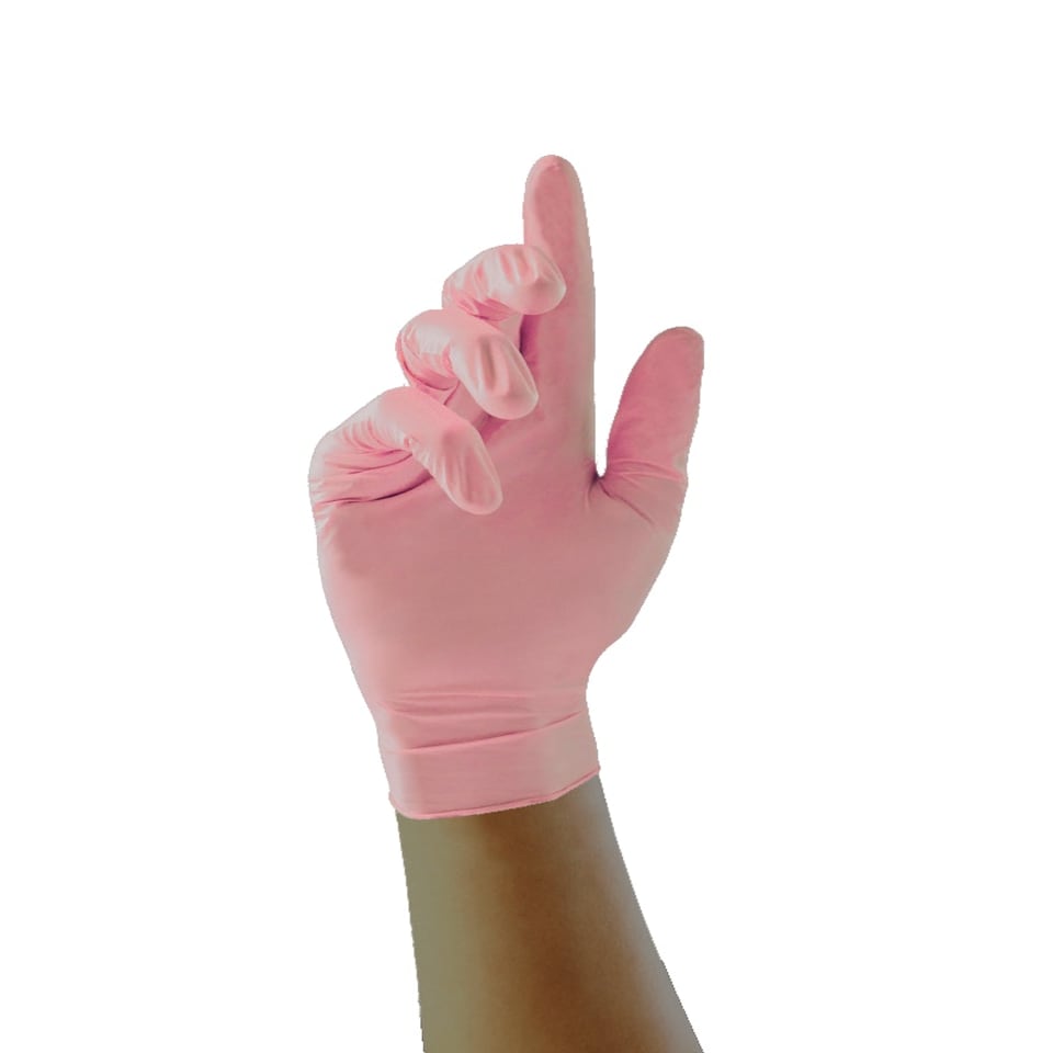 image 1 of Unigloves Pink Pearl Box of 100 Nitrile Gloves Pink | Small