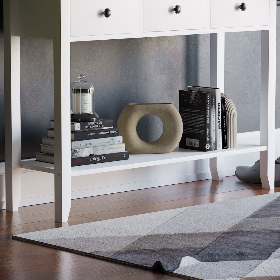 image 1 of Vida Designs Windsor 3 Drawer Console Table With Shelf, White