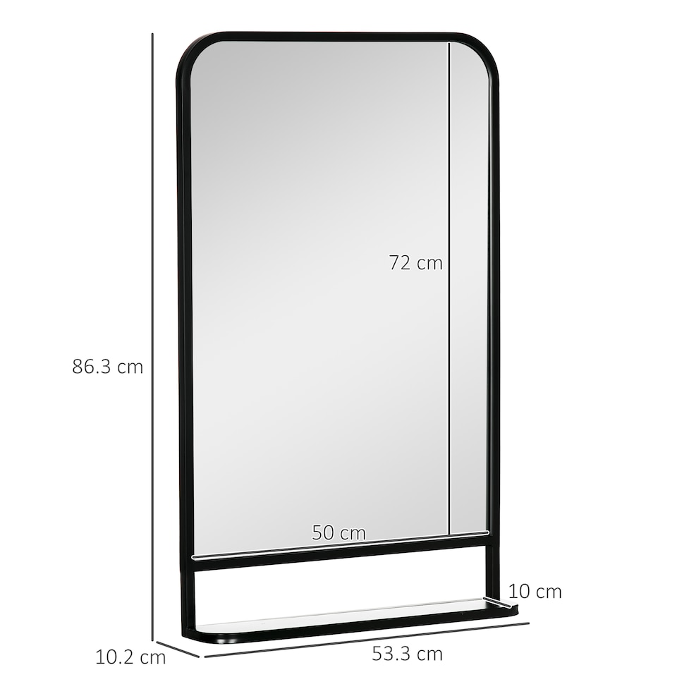 image 1 of HOMCOM Rectangle Wall Mirror with Shelf 86 x 53 cm, for Living Room, Bedroom