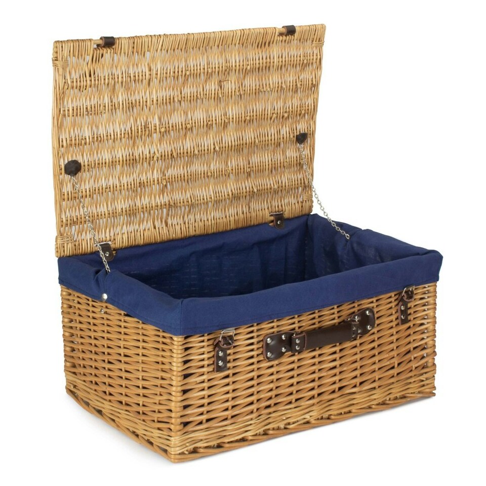 image 1 of 62cm Buff Wicker Picnic Basket with Lining | White | White | One Size