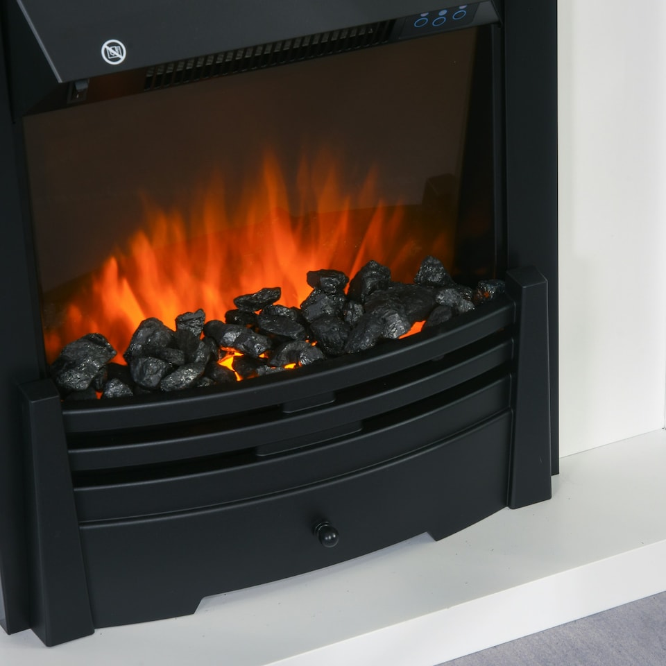 image 1 of HOMCOM 1000W/2000W Electric Fire & Mantelpiece w/ LED Flames Remote Timer