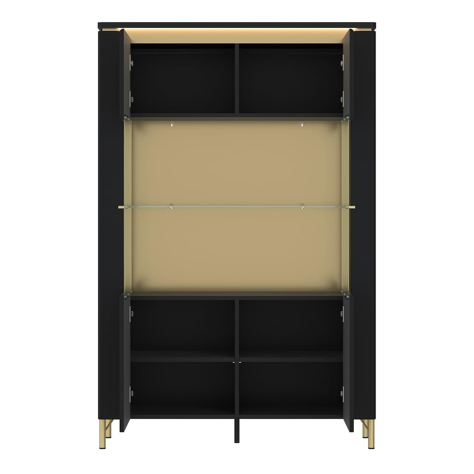 image 1 of Genoa Vitrin 2 Door in Black Matt/Gold